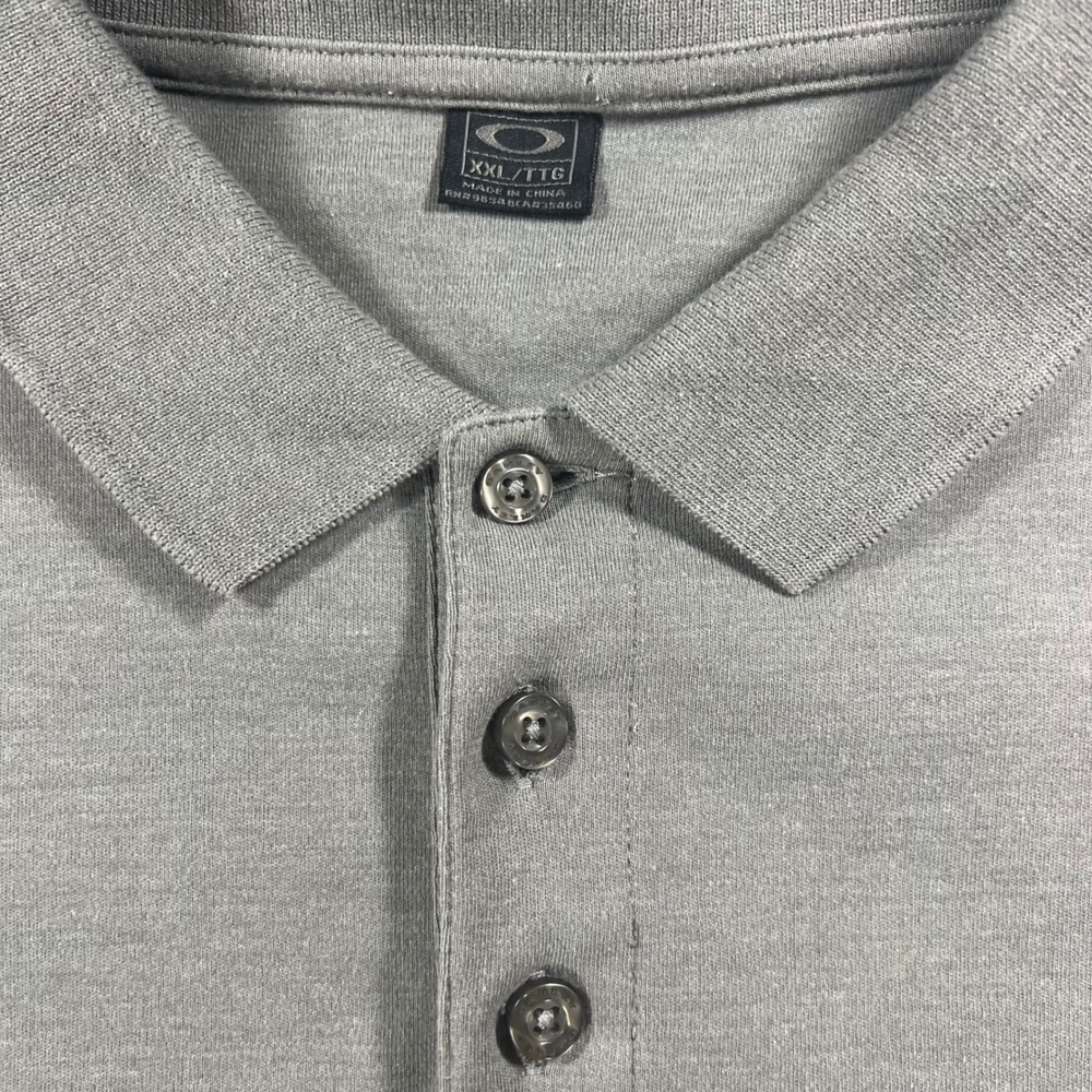 Oakley Mens XXL Gray Short Sleeve Polo Shirt Cotton Blend Active Golf Top - Picture 2 of 9